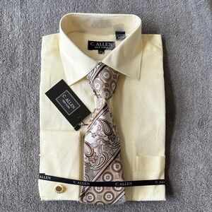 Men's C. Allen Yellow Dress Shirt, Tie and matching cufflinks